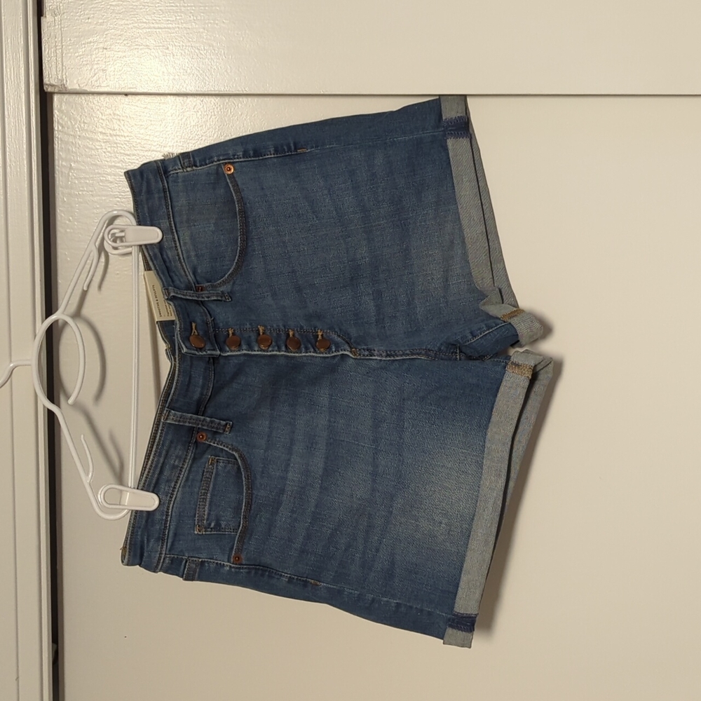 High-rise button fly denim shorts